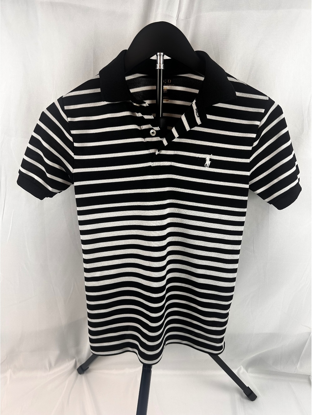Polo Ralph Lauren boy’s Black and White Striped Polo Shirt Size S